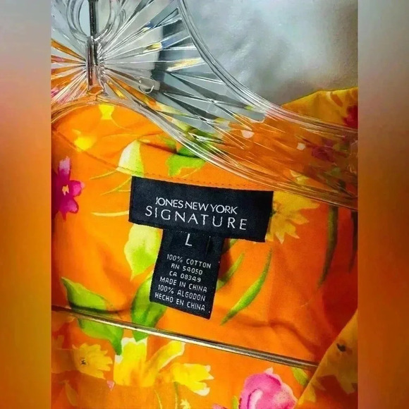 NWT Jones New York Women's Orange Floral Tie-Up Top & Skirt 2 piece set Size 10 - Picture 8 of 11